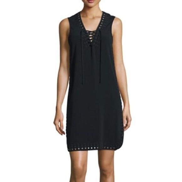 Derek Lam 10 Crosby grommet embroidered lace up tank dress size 0 - Picture 1 of 8